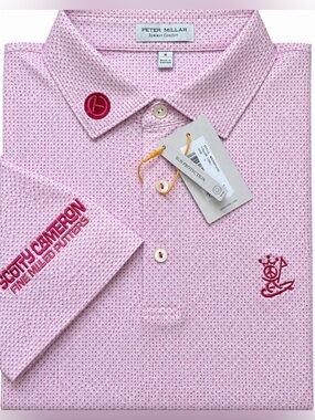 NWT SCOTTY CAMERON GALLERY Summer Comfort Circle T Peace Surfer Golf Polo L Pink